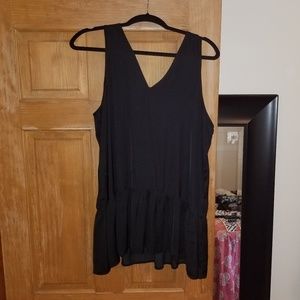Black V-Neck Silky Tank